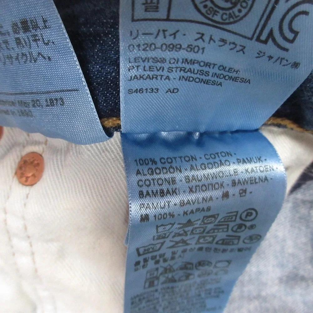 Levis Jeans Mens 34x34 Blue 501 Button Fly Faded Whisker Cotton Denim Pants‎